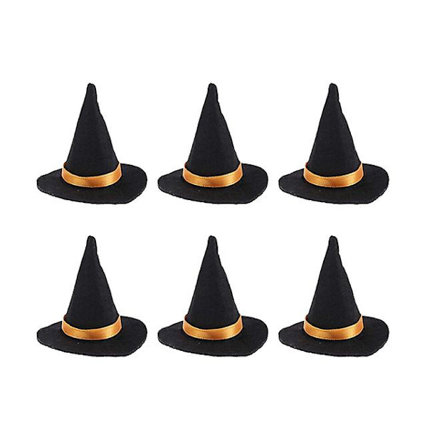 6 stk Halloween Mini Heksehat Bordpynt Vinflaskehat