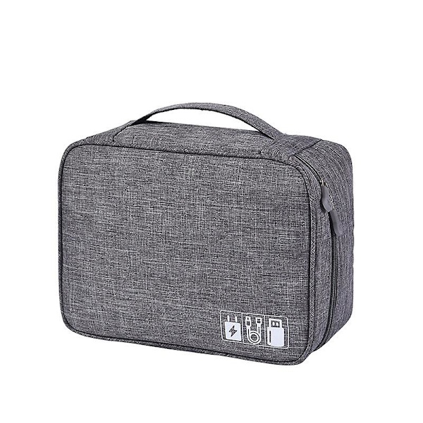 Matkakaapelin organizer , case Kannettava kaksikerroksinen kaapelin säilytyspussi johdolle, puhelimelle, laturilla, muistitikulle, puhelimelle, Sd Ca Grey