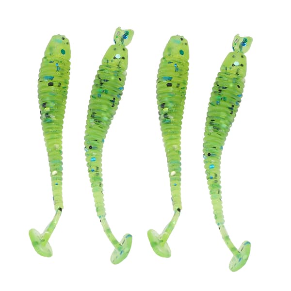 50 stk. 5 cm bløde plastikfiskelokker T-hale Grub Orme Agn Cyan Tackle