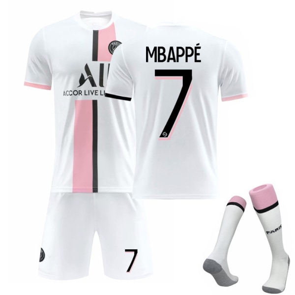 Fotbollssats Fotbollströja Träningströja Mbappe White 20（5-6Years）