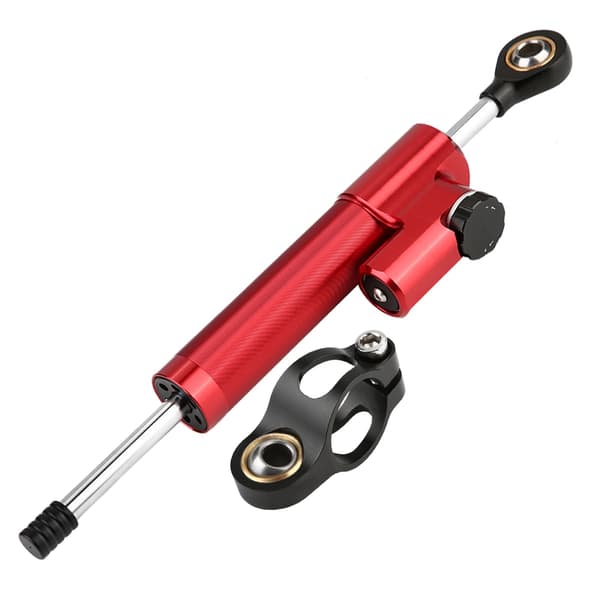 Universal motorcykel aluminiumslegering styretøjsdæmper stabilisator (rød og sort)