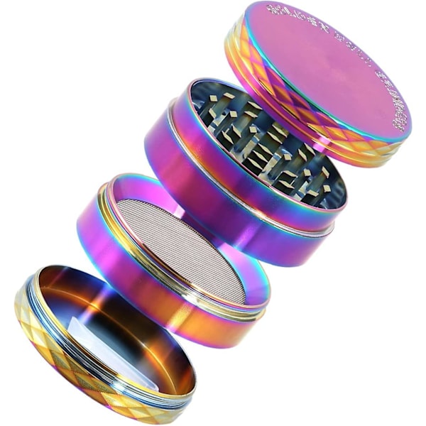 2" (5 cm) 4 stykke zinklegering urtekrydderimaskine - farverig med diamantformede dekorationer