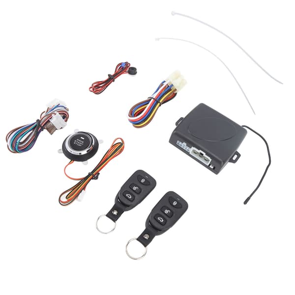 DC12V Nyckellöst Billarmsystem med Fjärrstart och Startknapp utan Bluetooth