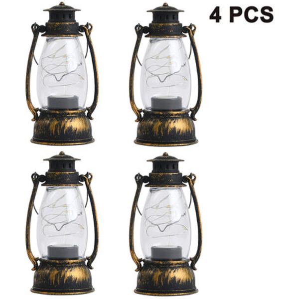 4st elektroniskt ljus julljus halloween dekoration retro led vindlykta hantverkspresent, vattendroppe gul kärna f