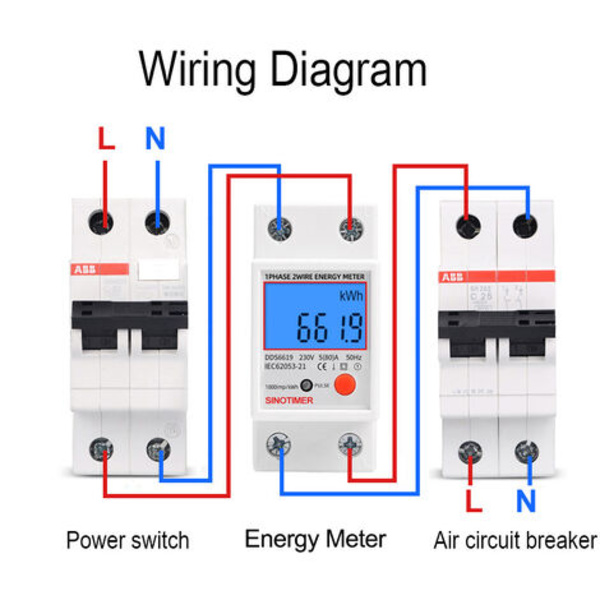 DDS6619-012 bakgrundsbelyst display hushålls enfas multifunktion elektronisk räls energimätare 5-80A 230V 50Hz