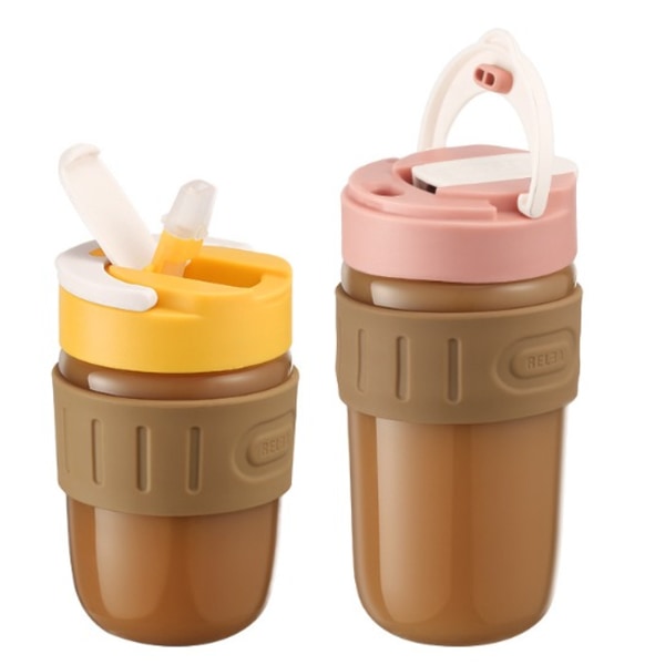Kahvikuppi Yksinkertainen lasimuki miehille ja naisille Straw Tea Cup Mehukuppi (Frost Powder-360ml)