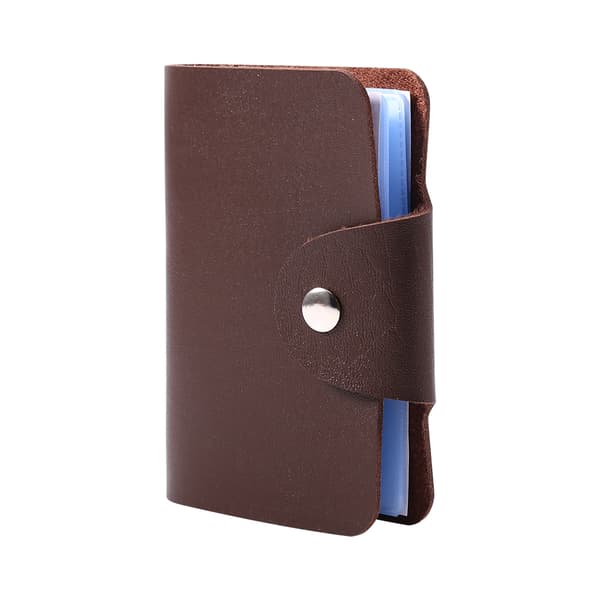 PU Læder Visitkortholder Wallet Etui til 24 Kort Brun