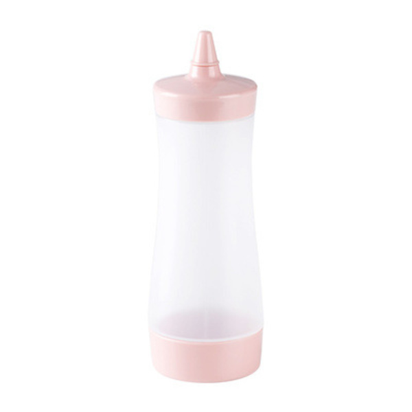 Tjock plastpress såsflaska kökssallad pressflaska salladsdressing flaska rosa