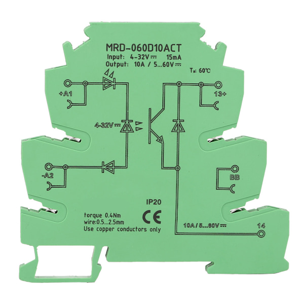 MRD060D10ACT Erittäin ohut 6,2 mm DC Solid State -relemoduuli, sisääntulo 4-32 VDC NO