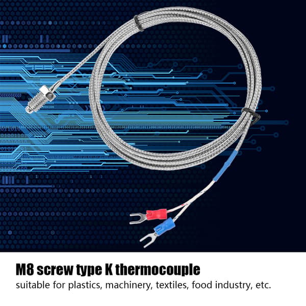 M8 Skruv Typ K Termoelement Temperatursensor Kabel 0-400℃ 2m