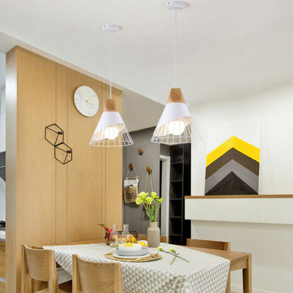 2 set Creative Nordic kattokruunu lampunvarjostin sulkapallo metalli E27 makuuhuoneeseen keittiön baari valkoinen - valkoinen