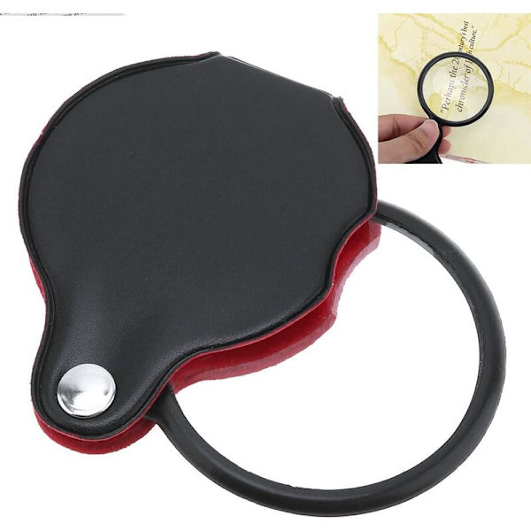 Mini Pocket Magnifier 8X Optiskt glas med case för kontor, läsning, hobby