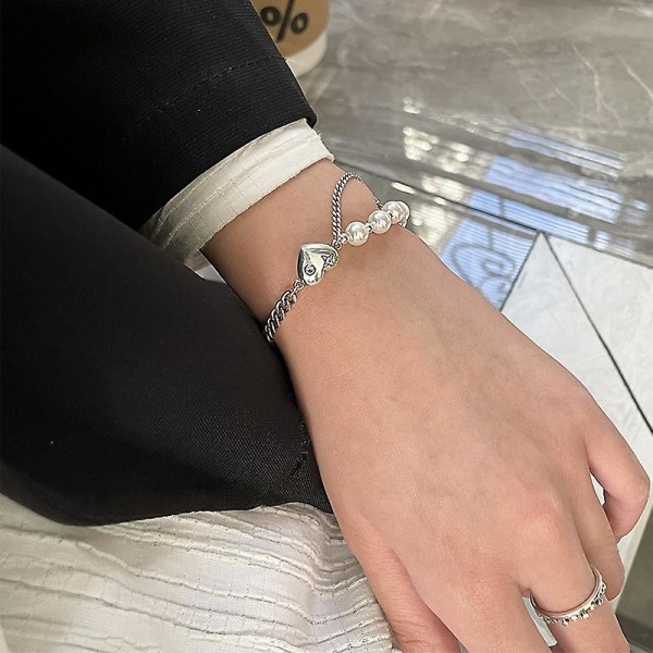 Armband 925 Silversmycken Heart Stud Modesmycken Ac8104