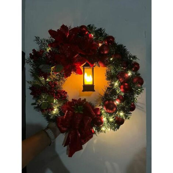 Julekrans Med Led Lys Julekrans Til Fordør Festpynt Indendørs Udendørs Hjem Dørvindue 40Cm
