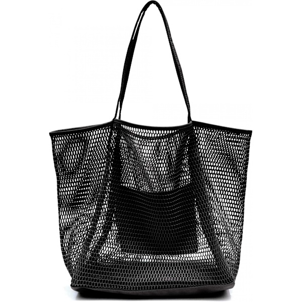 Mesh Beach Tote Dame Skulder Håndtaske A916-624 Black