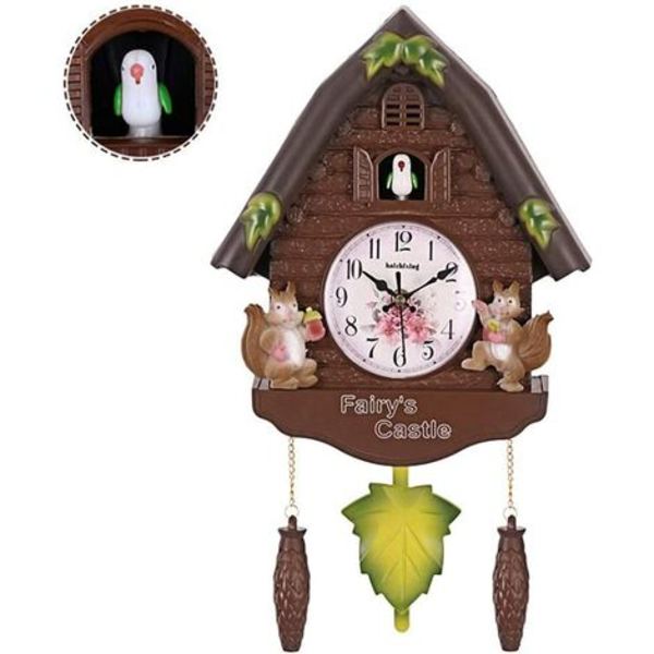 Värt att ha - Gökklocka Schwarzwaldklocka med pendel, fågelväggklocka med naturlig fågelröst, Quartz Movement B