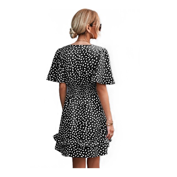 Kvinders V-hals flæser kortærmet mini-blomstret kjole XL