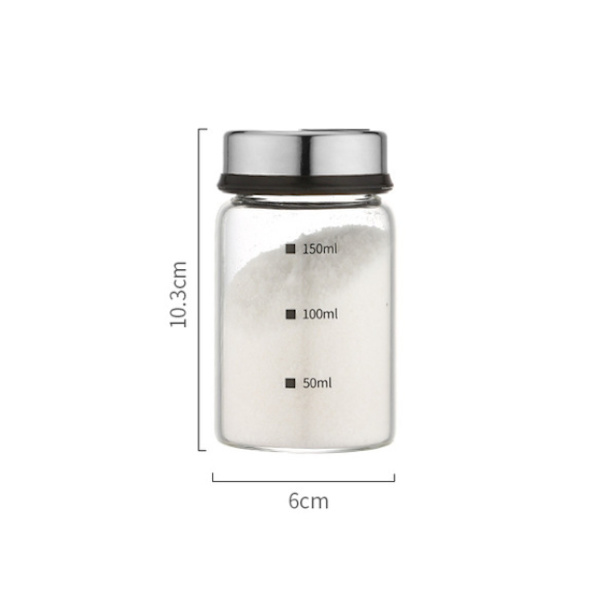 Köksförnödenheter, kryddburk i glas med högt borosilikatglas, kryddflaska, fyrhalsad kryddflaska, fuktsäker kryddflaska (300 ml kryddflaska