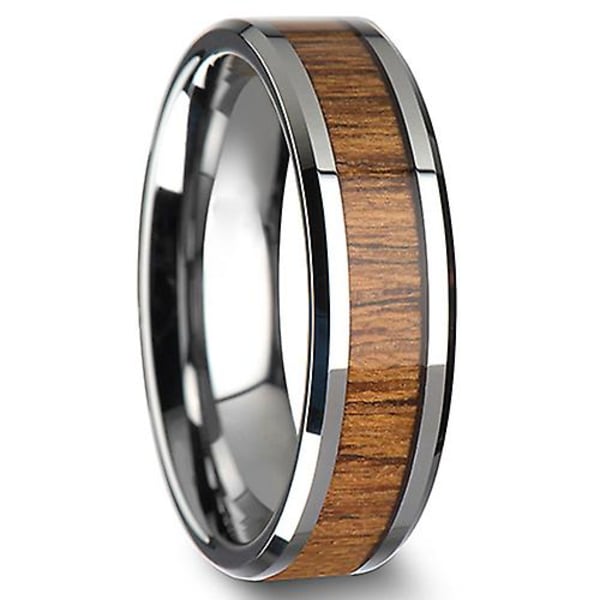 Herrmode dammode Creative Wide Band Trä Titanstål Ring storlek 6-12 US 8