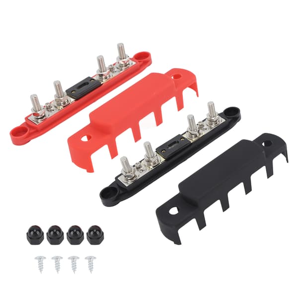 2 stk. Strømbøsningsblok Sort Rød DC12V til 48V 300A M8 Studs Batteribusbar til Bil RV Yacht