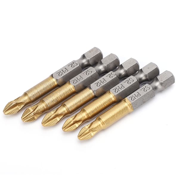PH2 Krydskærv Skruetrækker Bits Sæt 5 Stk 1/4 Tomme Hex Skaft 50mm Anti Slip
