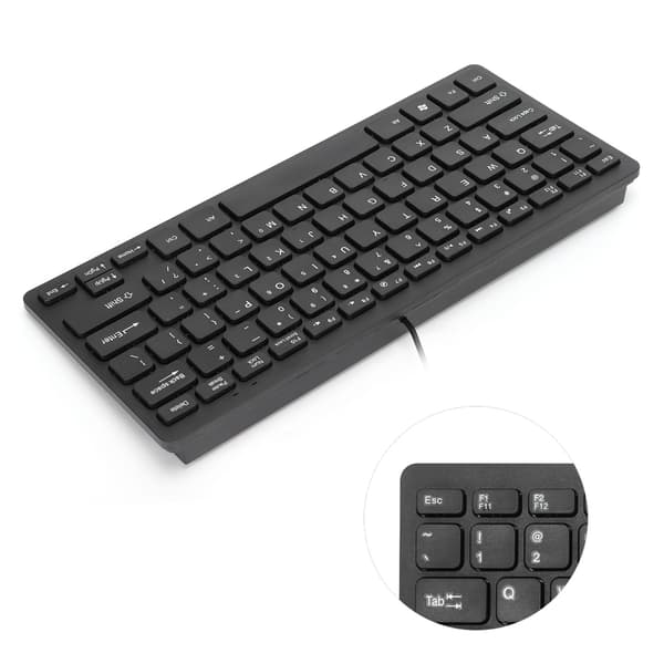 Bärbart USB-kabelanslutet tangentbord 78 tangenter Mini stationär datortangentbord för hemmakontor Svart