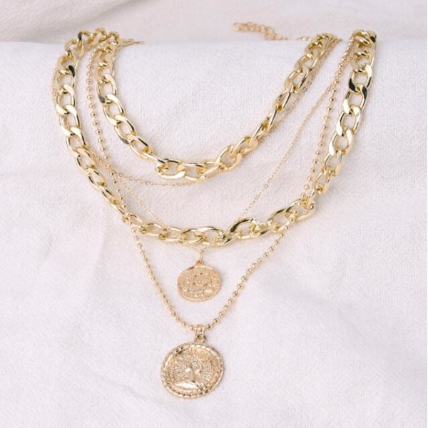 Rund tallrik hänge halsband dam mode trend halsband
