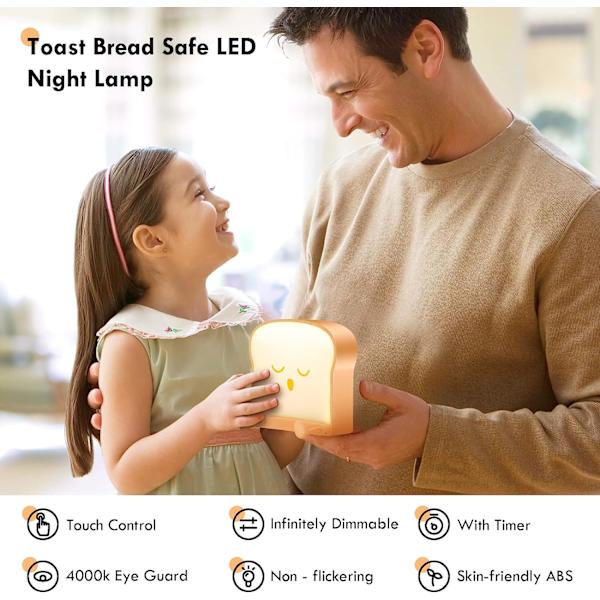 Toast Night Light, Cute Toast Light, Dæmpbar LED Nat Light, Touch Sensor Light til soveværelset, Mobiltelefonholder, Soveværelse Skrivebordsindretning