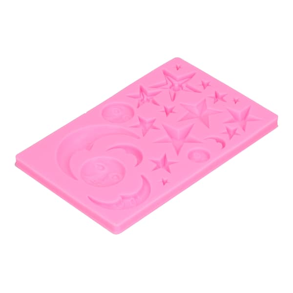 Stjerne Måne Silikone Ansigt Form DIY Chokolade Kage Bageværktøj Pink