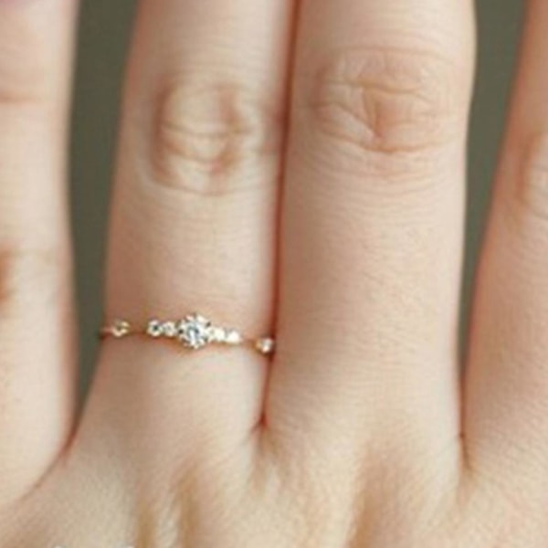 Kvinder Mode Rhinestone Indlagt Bryllup Engagement Finger Ring Smykker Gave Rose Golden Us10