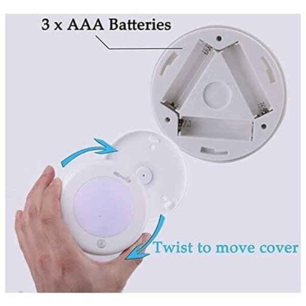 Trådlös rörelsesensor LED-ljus för garderob, trappor, hall, kök, sovrum (3st) (vitt skal (vitt ljus)