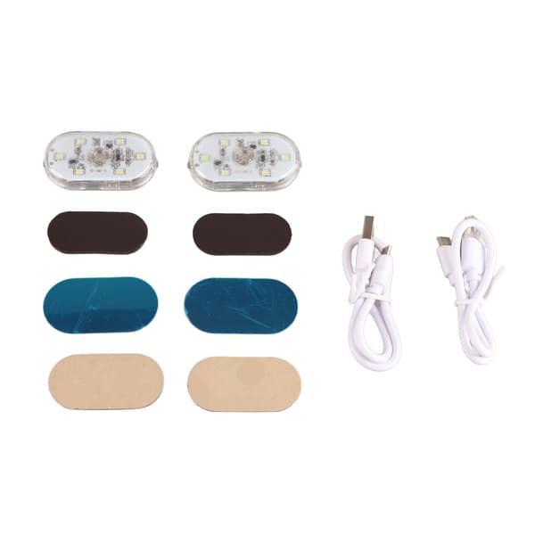 2 stk. LED Sensorlys til Bilinteriør USB Genopladeligt Touch Switch Lys Auto Trådløs Ambient Lampe Natlæselampe Bilinteriørlys