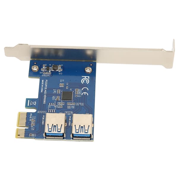 PCIe 1 til 2 Riser-kort Fleksibel Stabil Splitter for Bitcoin Ethereum Mining Blått Kort