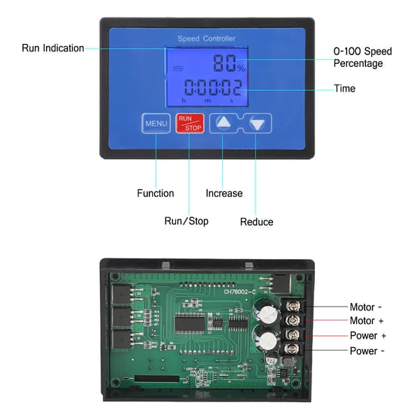 30A 6.5V-55V DC Borstmotor PWM Hastighetsregulator Digital LCD Cykel Kör Stopp Timer