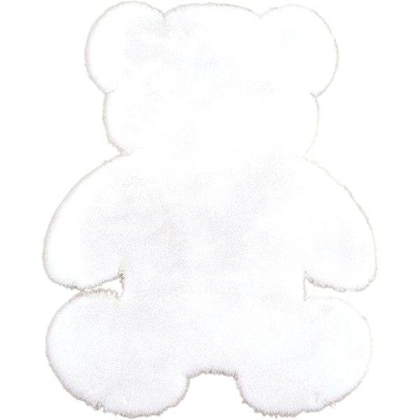 Fluffig matta, mjuk tecknad djurplyschmatta, halkfri dekorativ golvmatta (vit, 75 * 105 cm),
