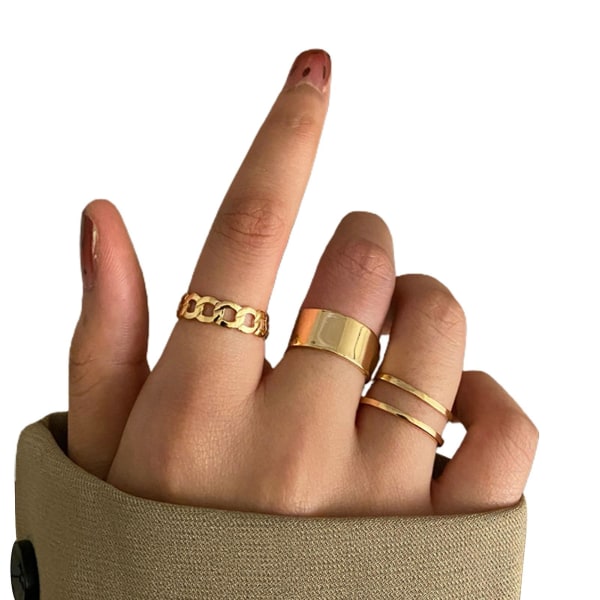 3st Kvinnor Ring Utsökt slitstark legering mellanfinger staplingsbara ringar för fest Style 1