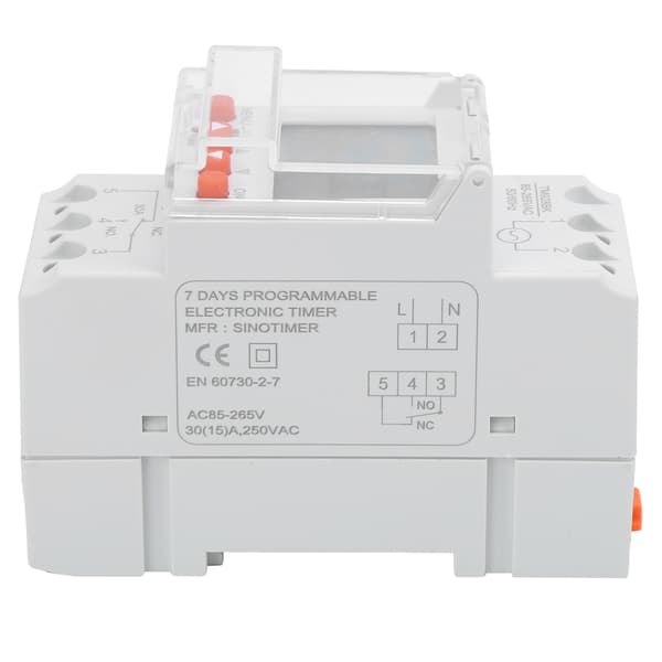 Tidsbryter 24 Timer Digital Analog Programmerbar LCD Bakgrunnsbelysning Din Skinne TM928BK 85‑265V 30A