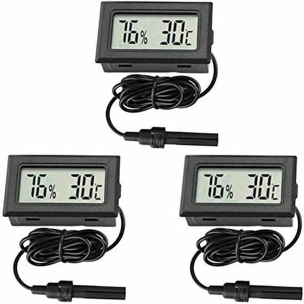 Digital termometer Hygrometer Mini-sondtermometrar Temperaturmätare Fuktighetsmätare för reptilinkubator Aquarium P