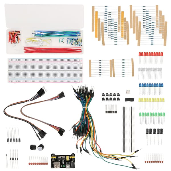 Breadboard Starter Kit Loddefri Jumper Ledninger LED Modstande Elektroniske Komponenter