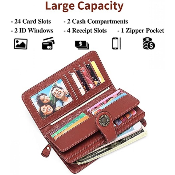 Plånböcker för kvinnor Kreditkortshållare i läder med RFID-blockering Armband med stor kapacitet A916-192 C