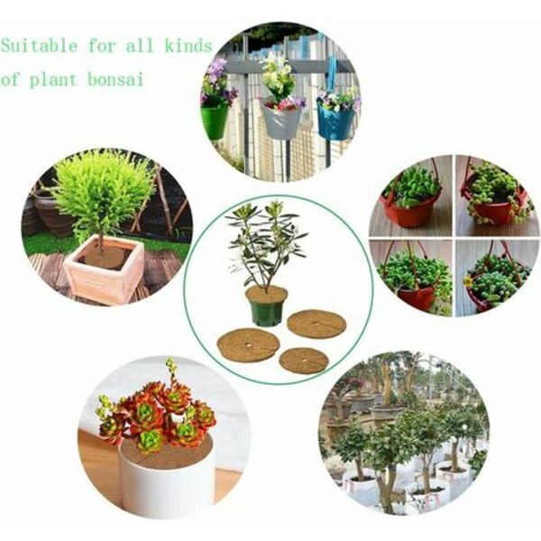 Stykker kokos plantemåtte, kokos skive, kokos mulching skive, vinterbeskyttelse for potteplanter, beskyt rødderne af potte P