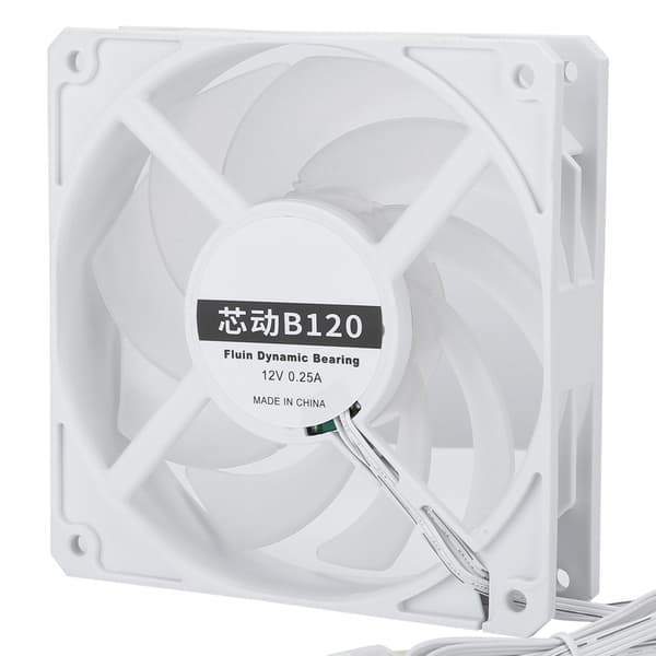 B120 12CM Hvid Støjsvag CPU Køler 77CFM 2400RPM 12V PC Blæser