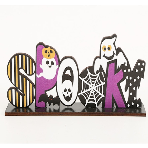3-osainen set halloween puisia koristeita, joissa pohjakirjaimet kurpitsa pöytätarvikkeet koristeet,