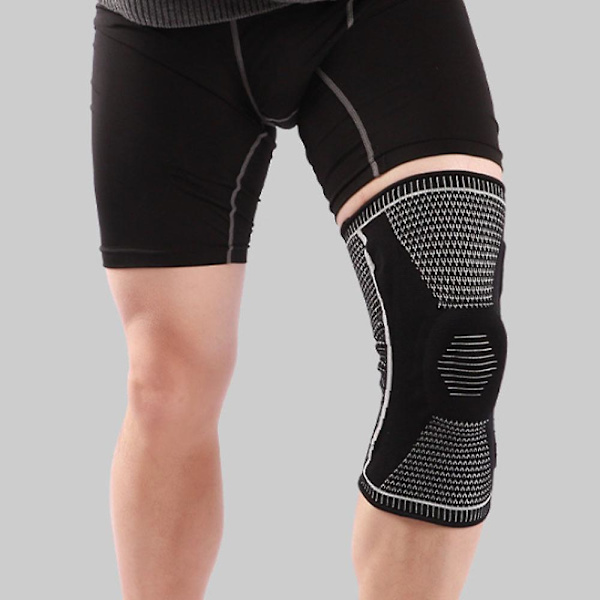 Silikone knæbeskyttere strikket sportsknæbeskytter nylon Black XL