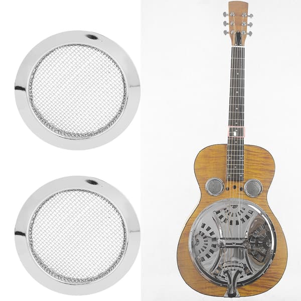 2 st Silver Metall Resonator Gitarr Ljudhål Skydd Insatser Skärm för Dobro Delar