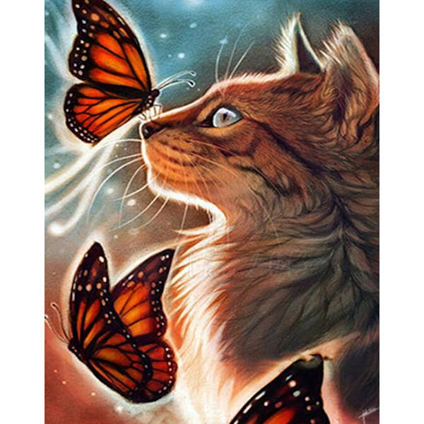 Fjärils katt diamond painting (30x40cm)