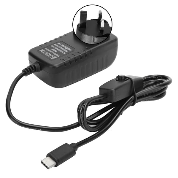 Raspberry Pi 4B 5V 3A Type C strömadapter med strömbrytare 100-240V UK-kontakt