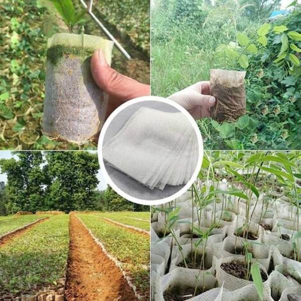 Plantesække Haveplanteposer Biologisk nedbrydelig frøplantepose Avlsvækstposer 8*10cm 200stk Hvid