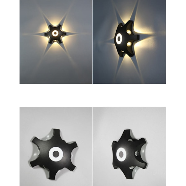 LED udendørs væglampe, indgangsdør til altangang (A2267/6+1 varmt hvidt lys),
