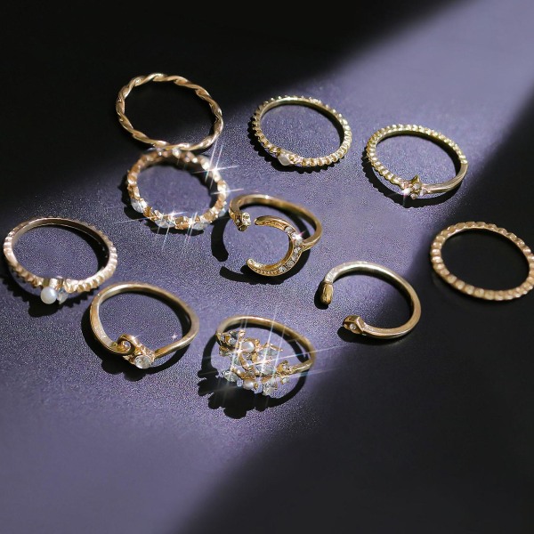 10 st metallring oregelbunden utsökt legering Cubic Zirconia smyckesring för dagligt bruk